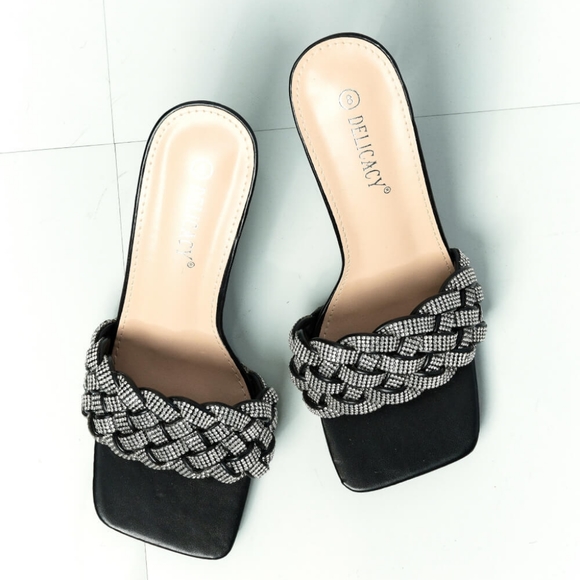 New Rhinestone Heel Slide in Black - Picture 4 of 5